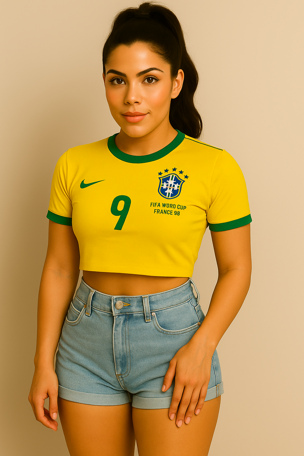 Ronaldo Nazario #9 Nazario Brazil 1998 Short Sleeve Jersey