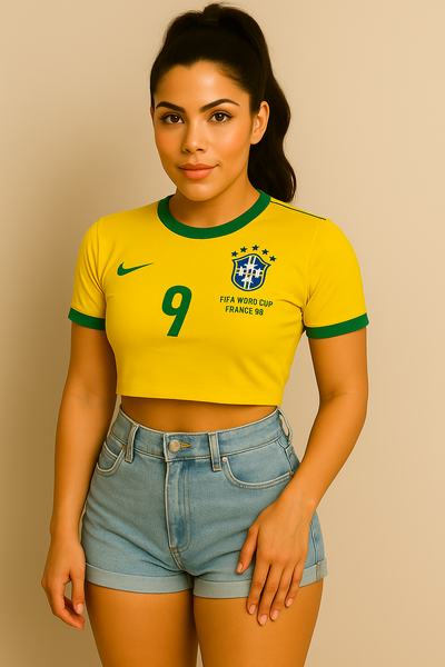 Ronaldo Nazario #9 Nazario Brazil 1998 Short Sleeve Jersey