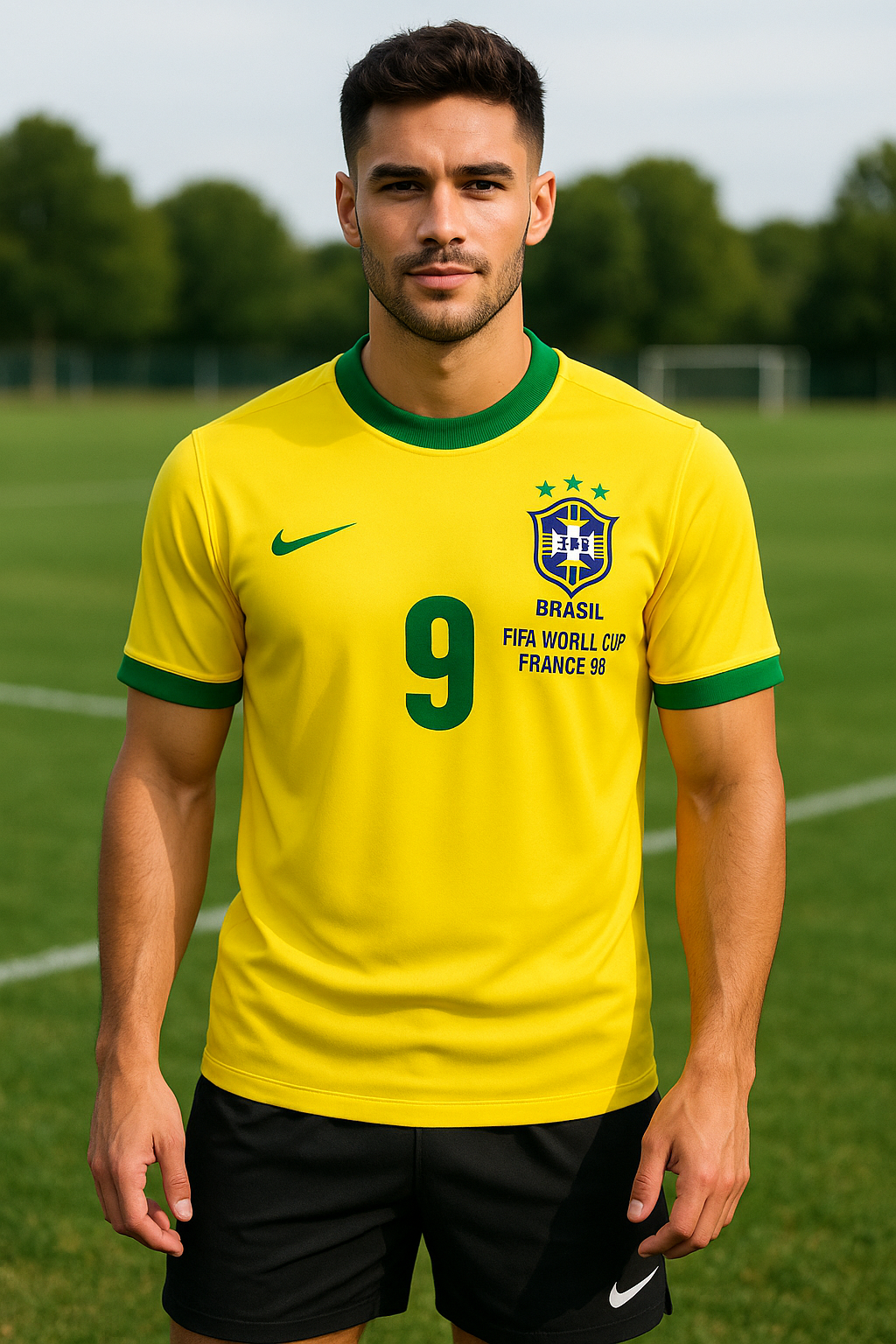 Ronaldo Nazario #9 Nazario Brazil 1998 Short Sleeve Jersey