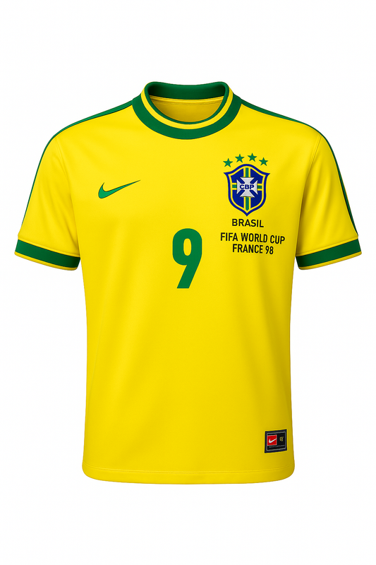Ronaldo Nazario #9 Nazario Brazil 1998 Short Sleeve Jersey