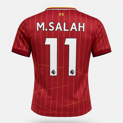 The shot of the back of the Liverpool Mohammed Salah Jersey 