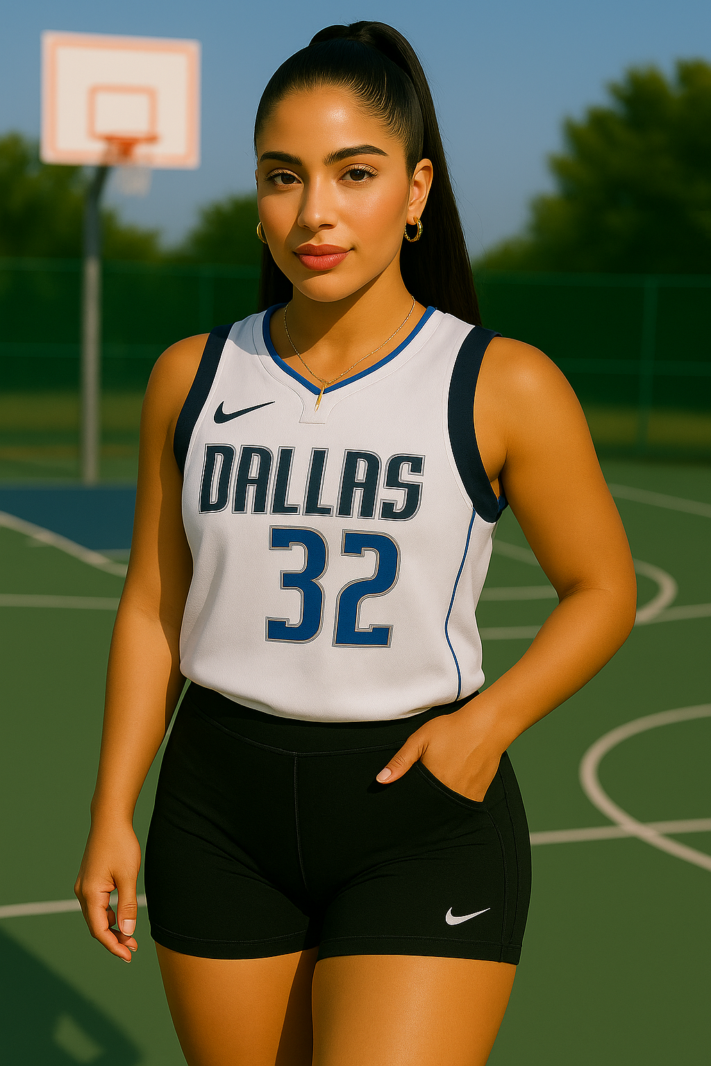 Model wearing Cooper Flagg #32 Dallas Mavericks sleeveless jersey, showcasing premium quality and fast shipping.
